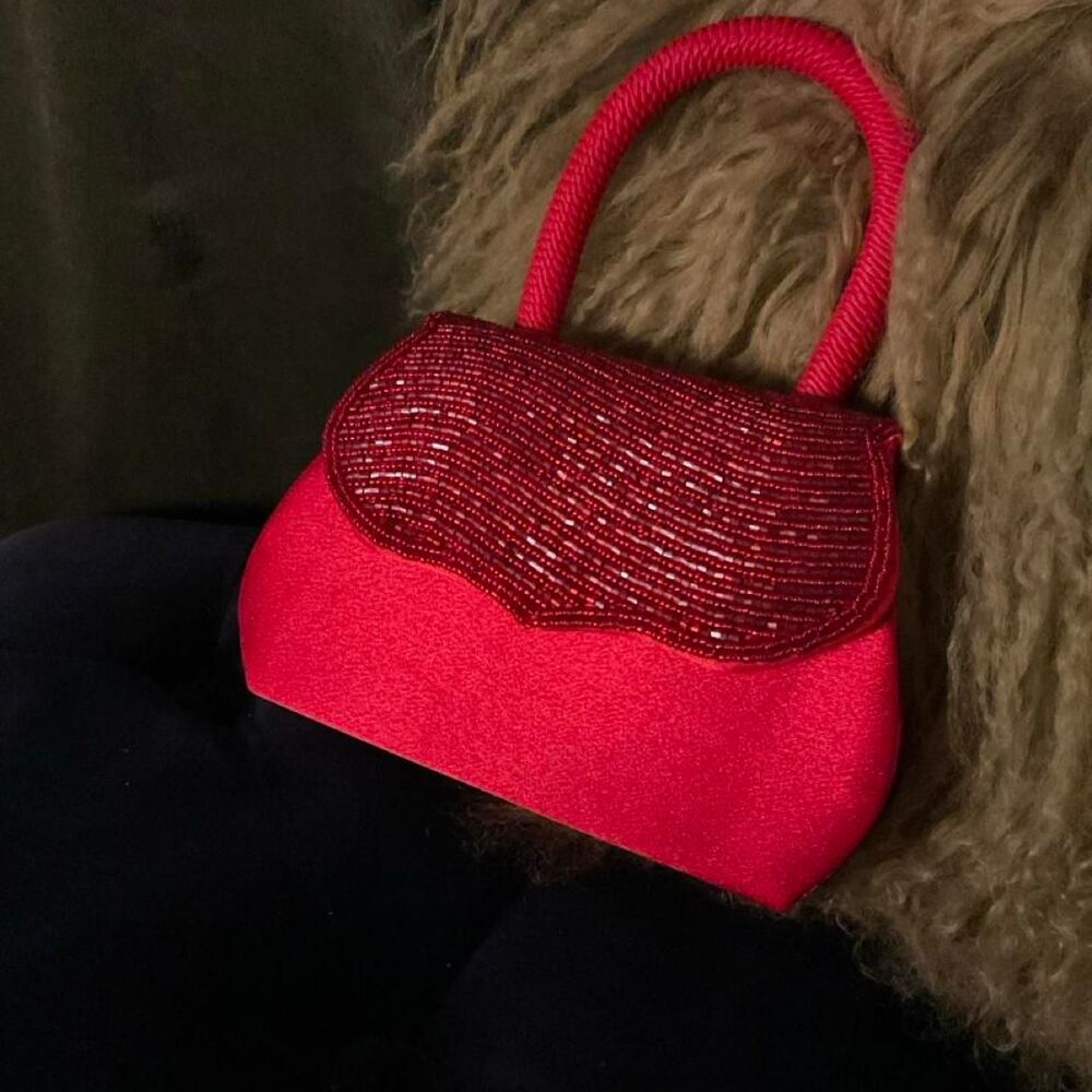 Beaded Embroidery Red bBag